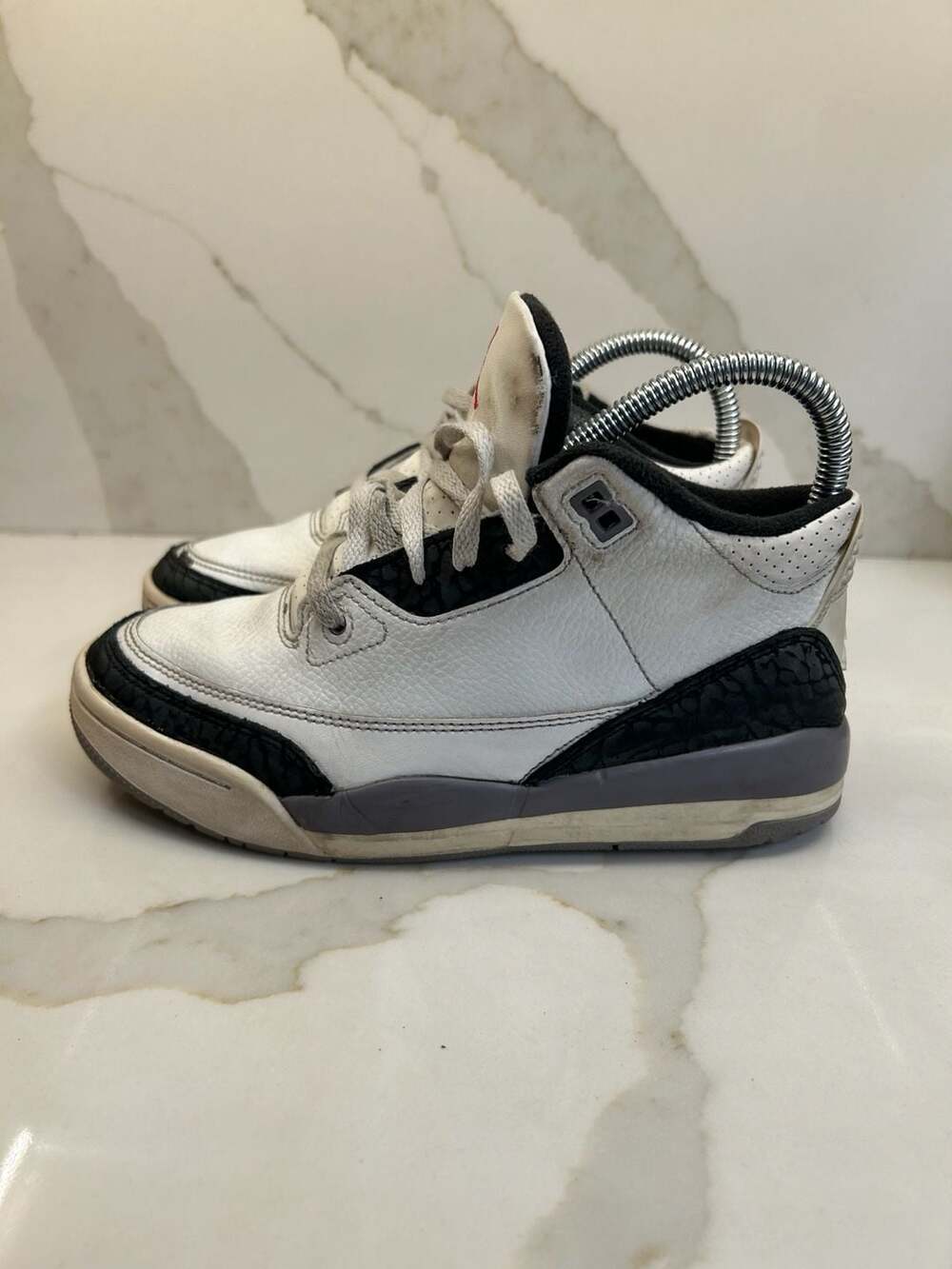 Jordan 3 Retro Cement Grey White Black Red Shoes (Size: 3)